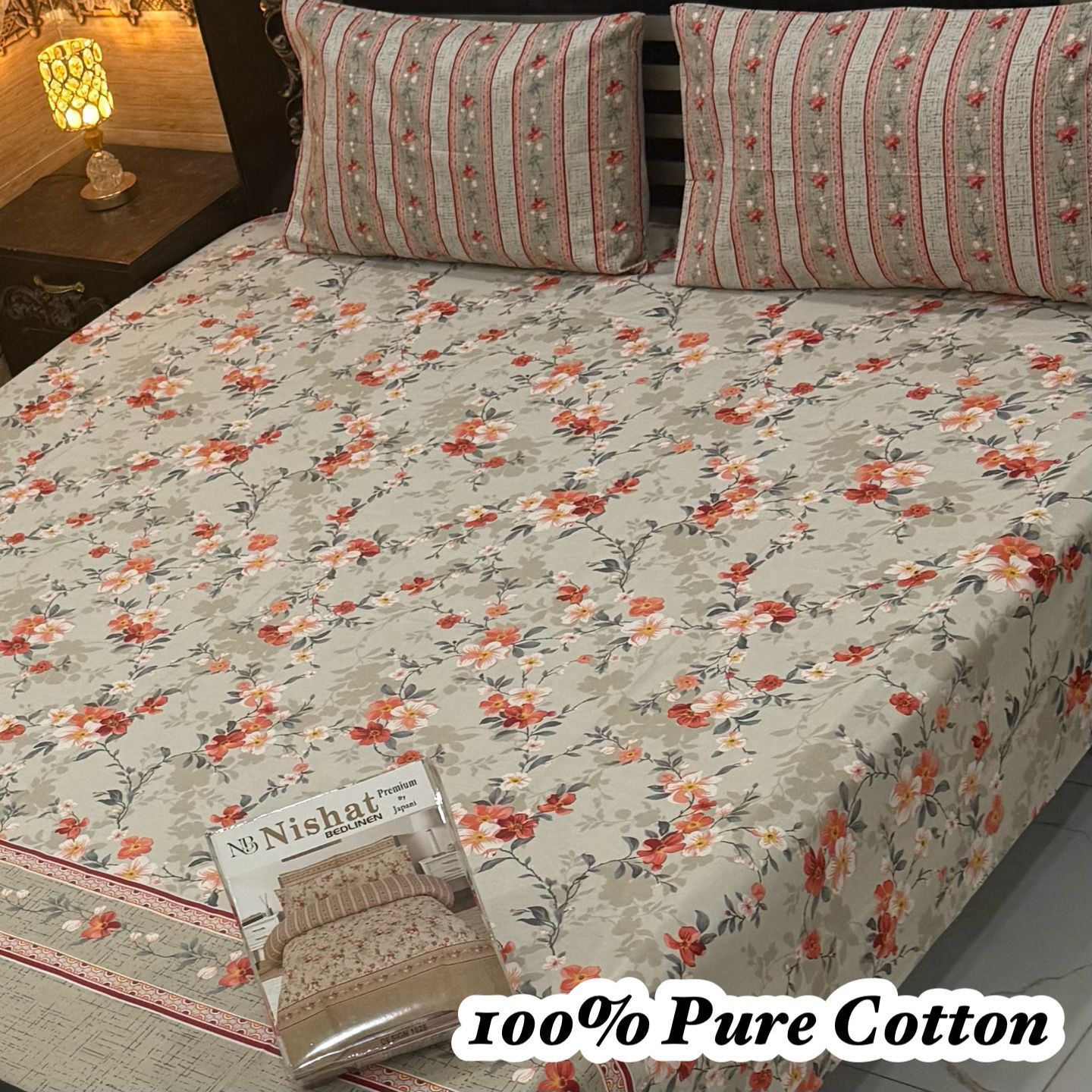 3 Pc Gift Pack Pure Cotton Bedsheet