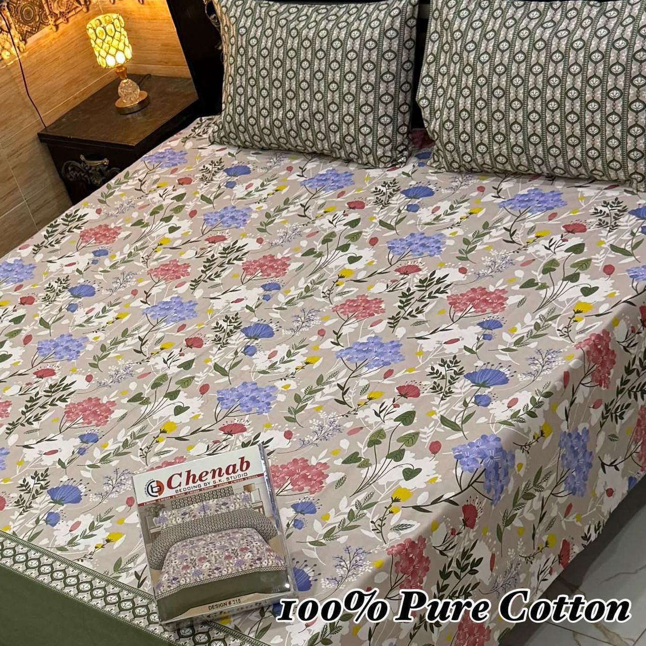 3 Pc Gift Pack Pure Cotton Bedsheet