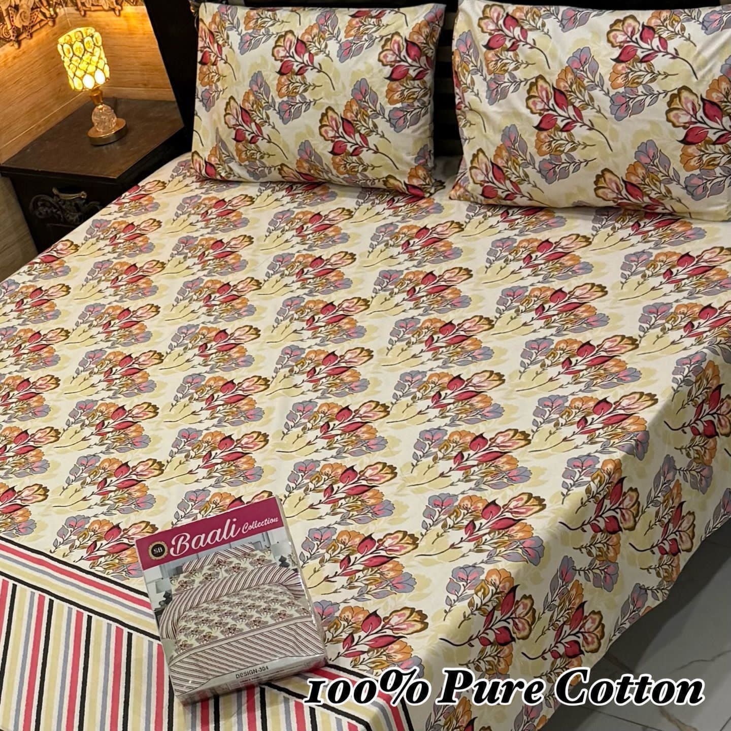 3 Pc Gift Pack Pure Cotton Bedsheet