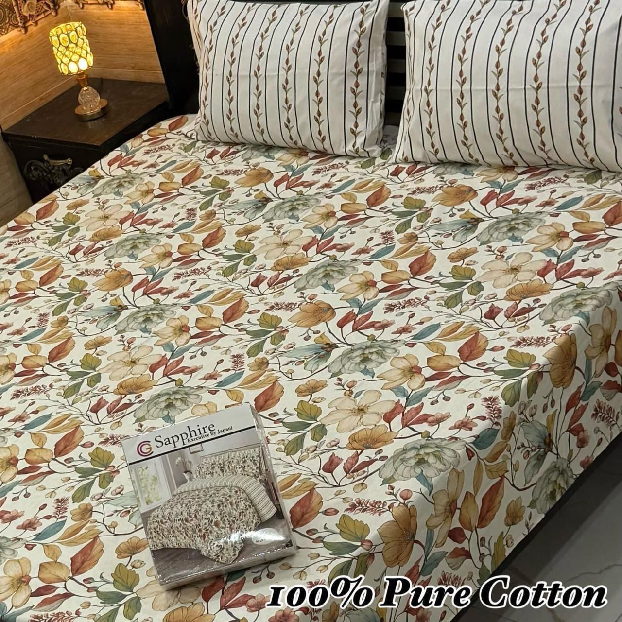 3 Pc Gift Pack Pure Cotton Bedsheet