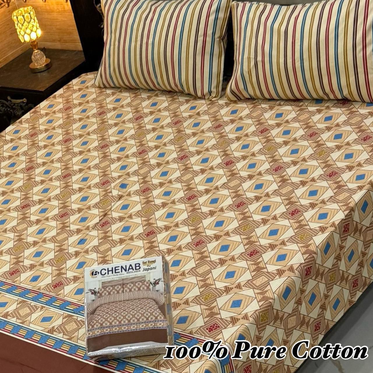 3 Pc Gift Pack Pure Cotton Bedsheet