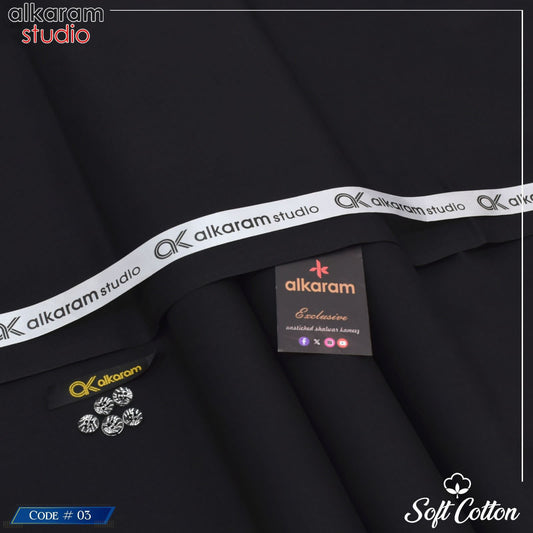 Men's Soft Cotton Unstitched Suit – Black