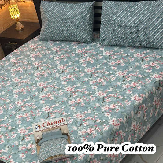 3 Pc Gift Pack Pure Cotton Bedsheet