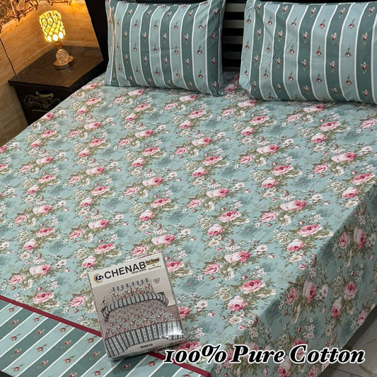 3 Pc Gift Pack Pure Cotton Bedsheet
