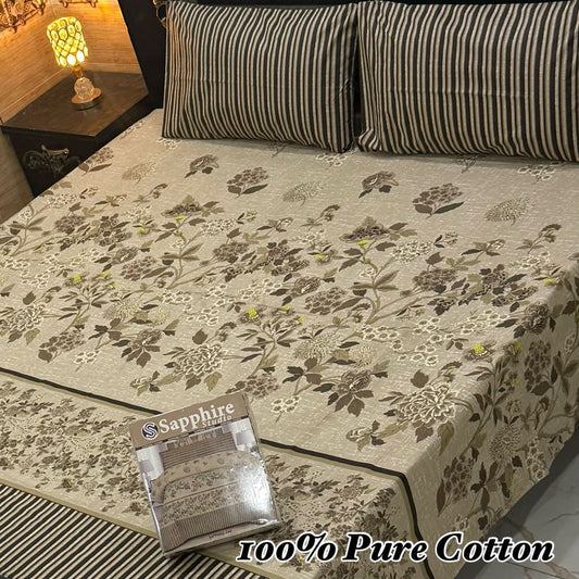 3 Pc Gift Pack Pure Cotton Bedsheet