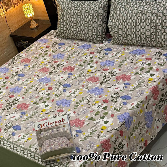 3 Pc Gift Pack Pure Cotton Bedsheet