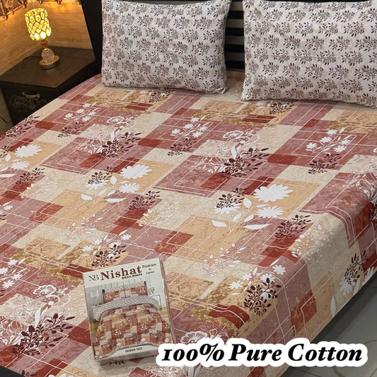 3 Pc Gift Pack Pure Cotton Bedsheet