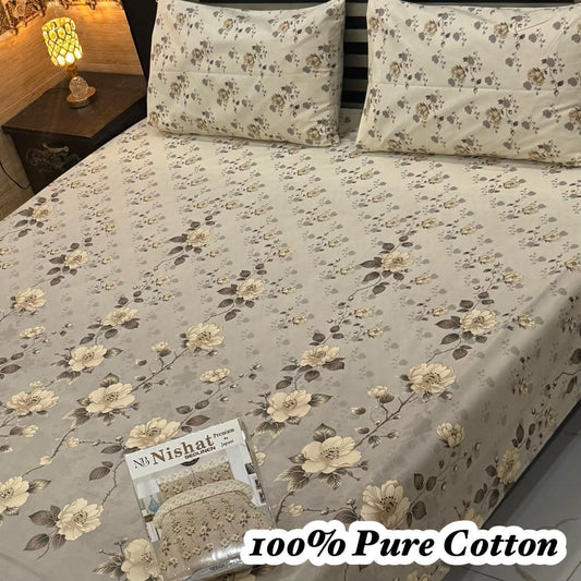 3 Pc Gift Pack Pure Cotton Bedsheet