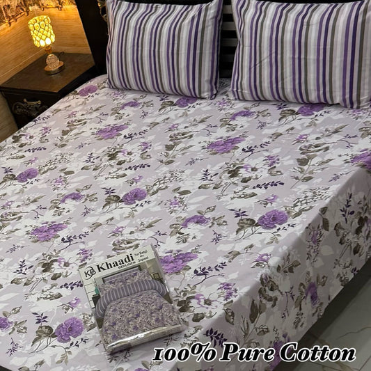 3 Pc Gift Pack Pure Cotton Bedsheet