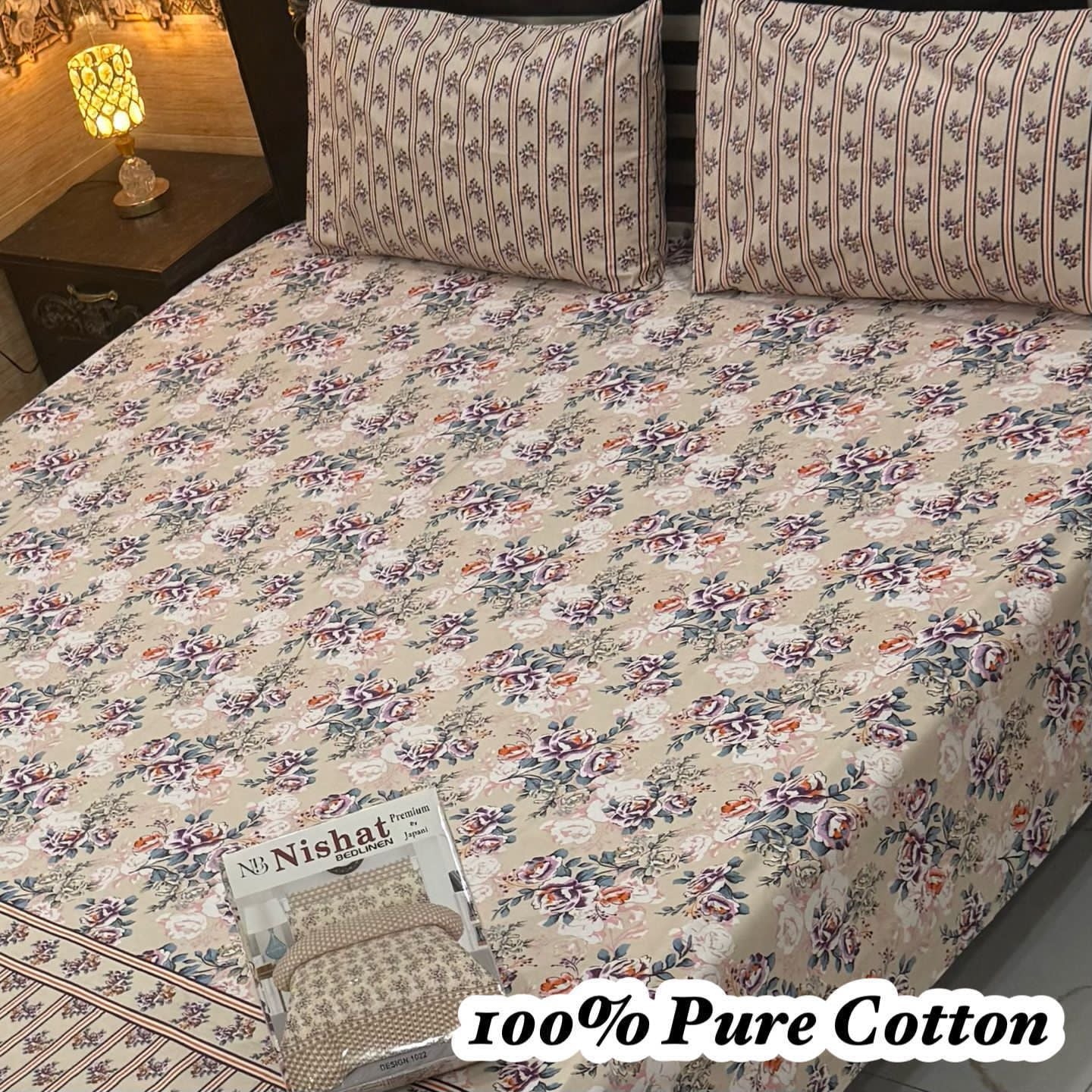 3 Pc Gift Pack Pure Cotton Bedsheet
