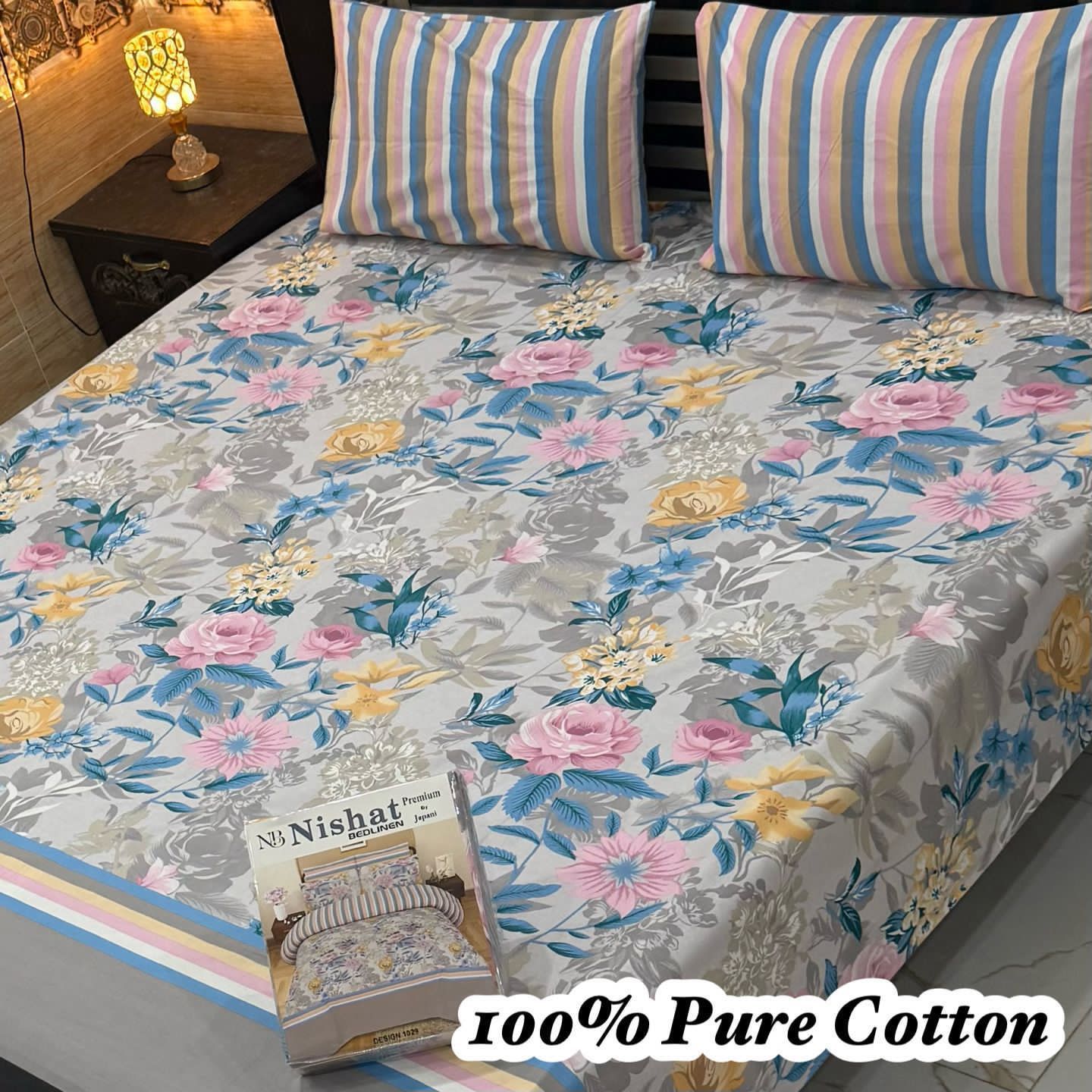 3 Pc Gift Pack Pure Cotton Bedsheet