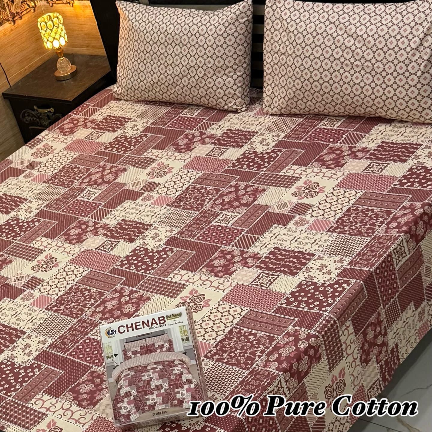 3 Pc Gift Pack Pure Cotton Bedsheet