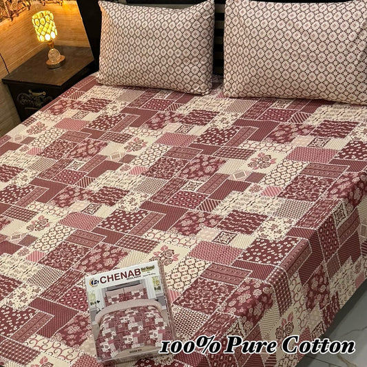 3 Pc Gift Pack Pure Cotton Bedsheet