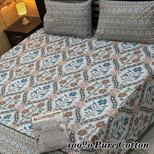 3 Pc Gift Pack Pure Cotton Bedsheet