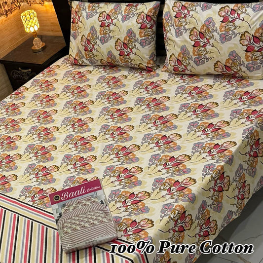 3 Pc Gift Pack Pure Cotton Bedsheet
