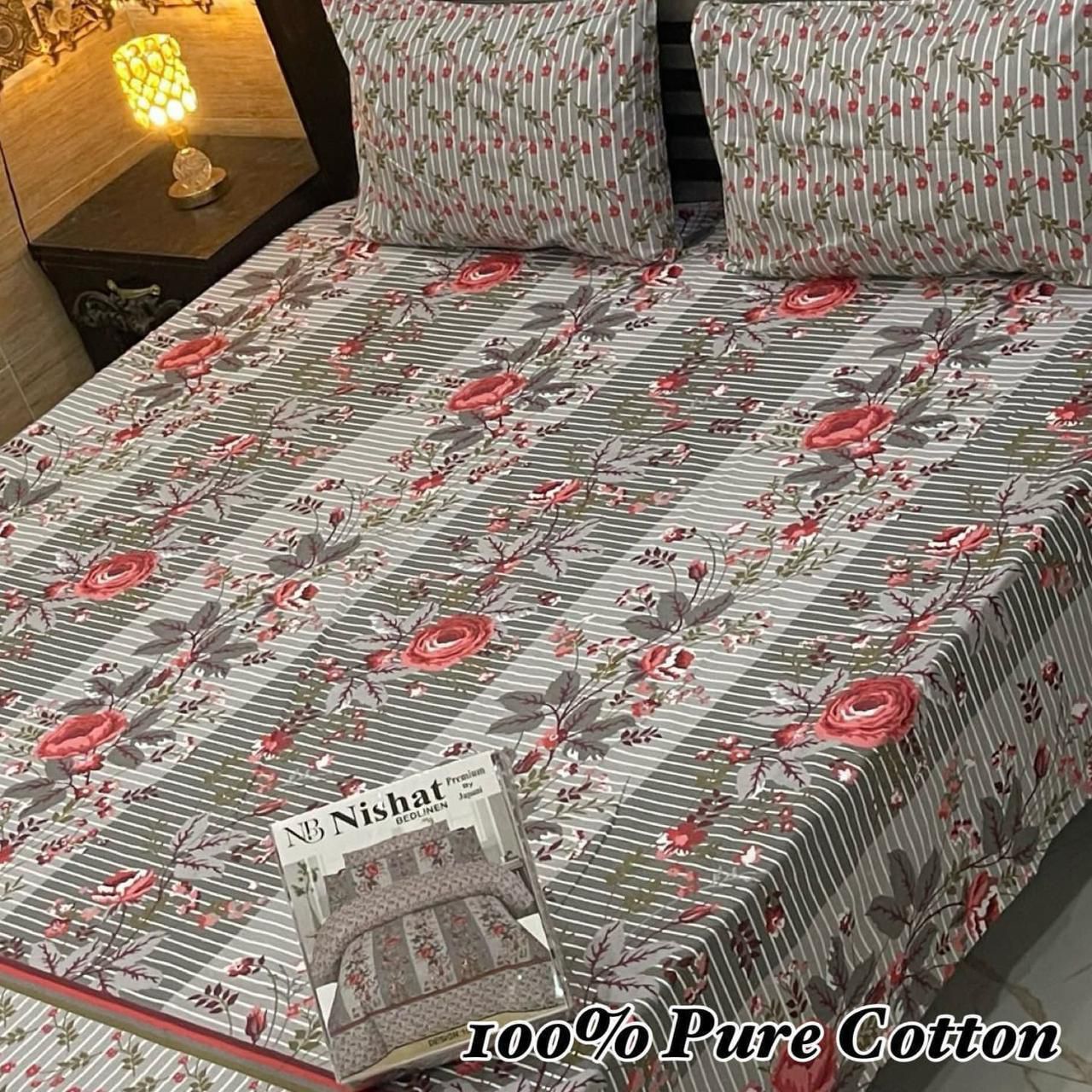3 Pc Gift Pack Pure Cotton Bedsheet