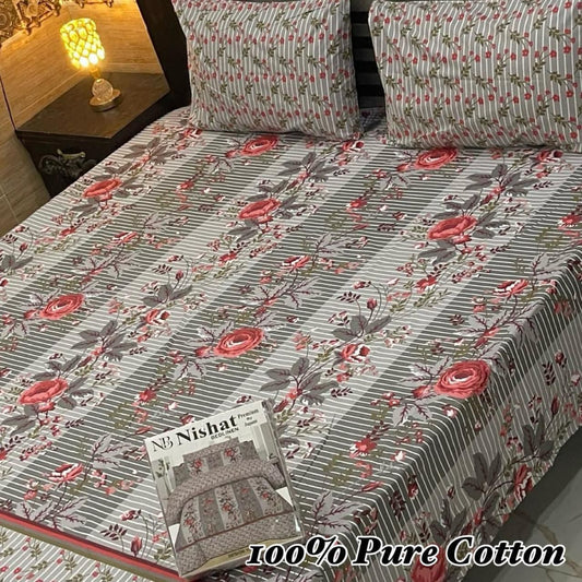 3 Pc Gift Pack Pure Cotton Bedsheet