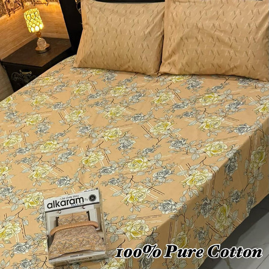 3 Pc Gift Pack Pure Cotton Bedsheet