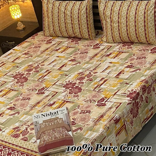 3 Pc Gift Pack Pure Cotton Bedsheet