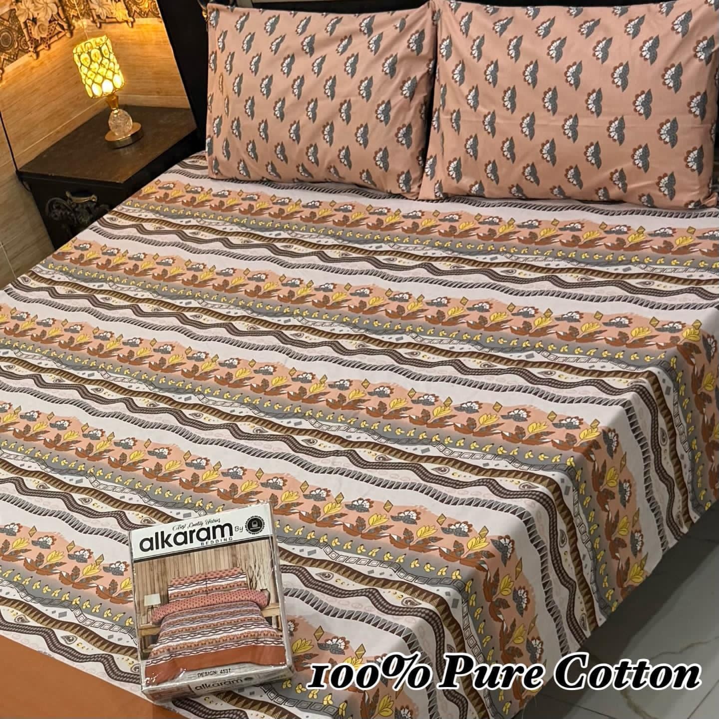 3 Pc Gift Pack Pure Cotton Bedsheet