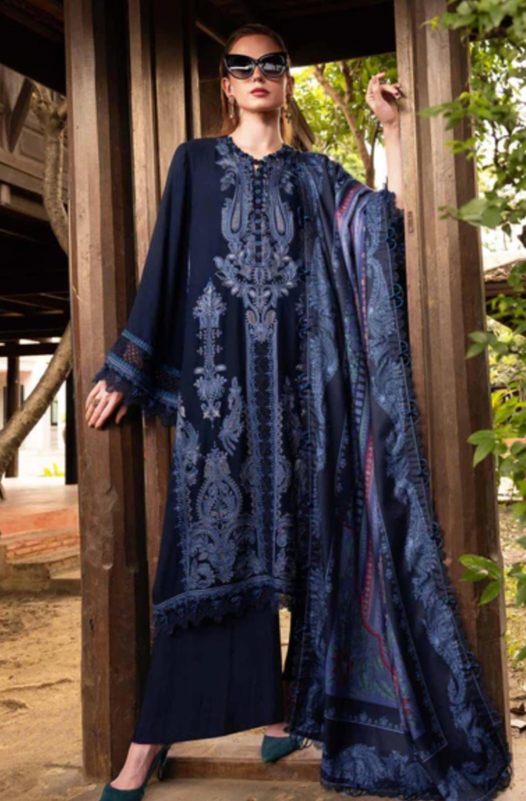 3Pcs Digital Printed + Embroidery Lawn Unstitched Suit