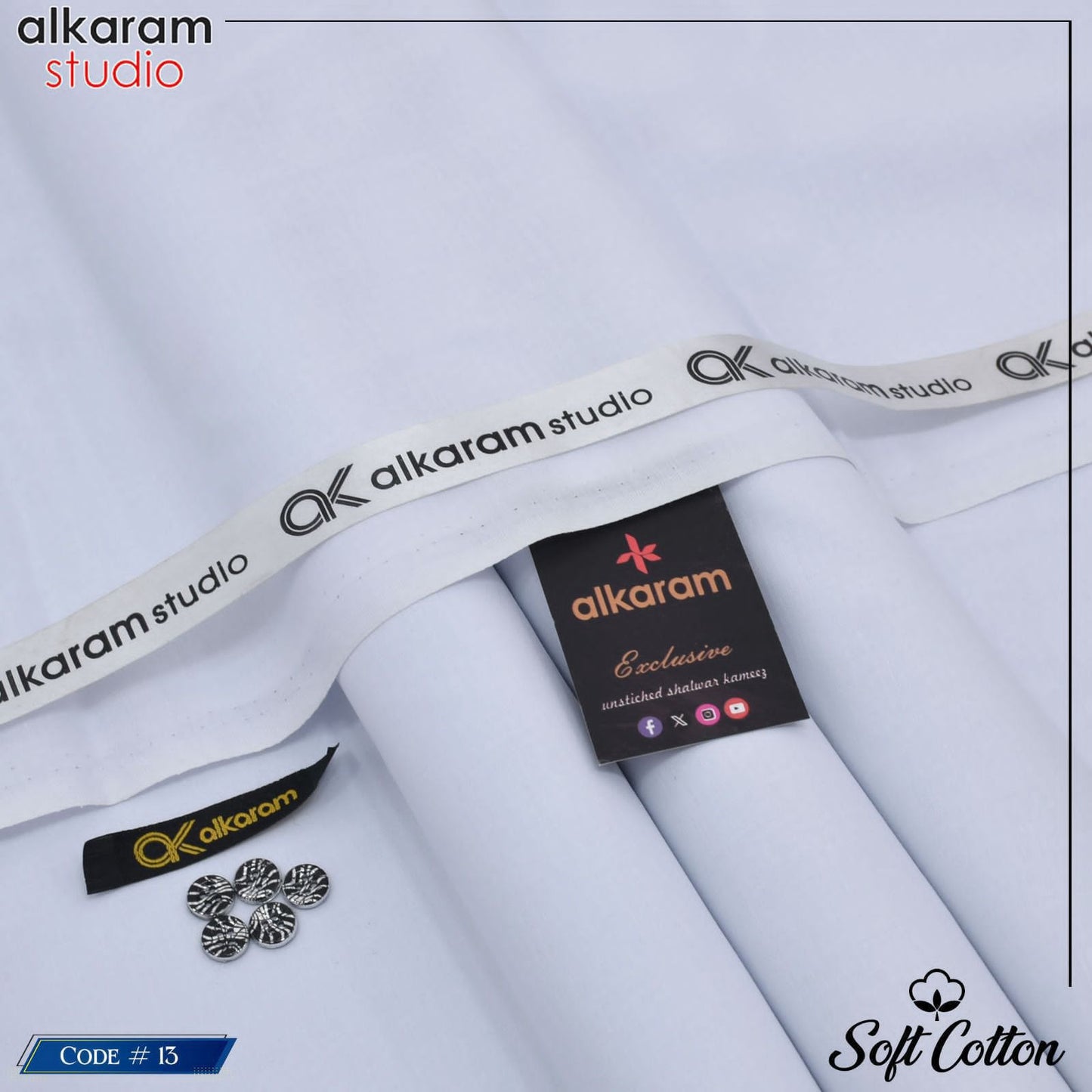 Men's Soft Cotton Unstitched Suit – White